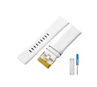 LANAPPTLTG Correa apta for diésel Dz7313 Dz7322 7257 Dz4323 serie 1657, correa de reloj transpirable con patrón Litchi N26 de 28mm(White-Golden-K3,24mm)