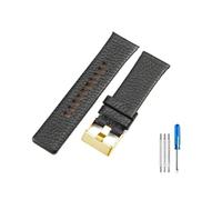LANAPPTLTG Correa apta for diésel Dz7313 Dz7322 7257 Dz4323 serie 1657, correa de reloj transpirable con patrón Litchi N26 de 28mm(Black-Golden-K3,24mm)