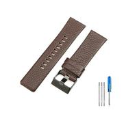 LANAPPTLTG Correa apta for diésel Dz7313 Dz7322 7257 Dz4323 serie 1657, correa de reloj transpirable con patrón Litchi N26 de 28mm(Brown-Black-K3,26mm)