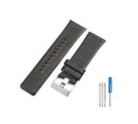 LANAPPTLTG Correa apta for diésel Dz7313 Dz7322 7257 Dz4323 serie 1657, correa de reloj transpirable con patrón Litchi N26 de 28mm(Black-Steel-K3,26mm)
