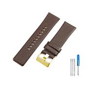 LANAPPTLTG Correa apta for diésel Dz7313 Dz7322 7257 Dz4323 serie 1657, correa de reloj transpirable con patrón Litchi N26 de 28mm(Brown-Golden-K3,26mm)