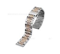 LANAPPTLTG Correa de acero inoxidable sólido for reloj Tissot T41, correa de siete cuentas, hebilla de doble presión, correa de reloj(Steel Rose,18mm)