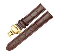 LANAPPTLTG Correa de cuero con hebilla for reloj, correa de cuero de 14mm, 16mm, 18mm, 19mm, 20mm, 21mm, 22mm y 24mm, accesorios for reloj(Brown-Gold,16mm)