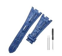 LANAPPTLTG Correa de reloj de cuero apta for Audemars Piguet Royal Oak Offshore Ap15710 15703 15706 26470 26170 26133 hebilla plegable(Blue-no buckle)