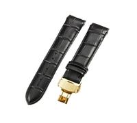LANAPPTLTG Correa de reloj de cuero con extremo curvado, 22mm, 23mm, 24mm, apta for Tissot Couturier T035, correa de reloj con hebilla de acero, pulsera marrón(Black-Golden-B1,23mm)