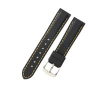 LANAPPTLTG Correa de reloj de liberación rápida de silicona con costuras for hombre y mujer, correa de reloj Universal de goma negra de 18, 20, 22 y 24mm(BlackYellow-Steel-K2,22mm)