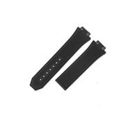 LANAPPTLTG Correa de silicona for reloj Hublot Yuki Big Bang 441, pulsera con interfaz convexa de boca elevada, correa de reloj de goma masculina de 27x17mm(Black-No Buckle)