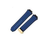 LANAPPTLTG Correa de silicona for reloj Hublot Yuki Big Bang 441, pulsera con interfaz convexa de boca elevada, correa de reloj de goma masculina de 27x17mm(Blue-Golden-Z2)