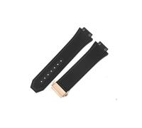 LANAPPTLTG Correa de silicona for reloj Hublot Yuki Big Bang 441, pulsera con interfaz convexa de boca elevada, correa de reloj de goma masculina de 27x17mm(Black-Rose-Z2)