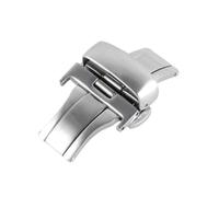 LANAPPTLTG Hebilla de reloj plegable de doble botón de acero inoxidable 316 sólido, cierre de implementación duradero con estilo de ranura de 12, 14, 16, 18, 20 y 22mm(Silver,20mm)