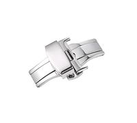 LANAPPTLTG Hebilla desplegable, botón automático de correa de acero inoxidable apto for correa de reloj de 16mm, 18mm, 20mm y 22mm(Silver,18mm)