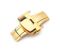 LANAPPTLTG T02 Reloj automático con hebilla de doble clic, botón pulsador, cierre desplegable, correa de reloj plateada, cierre de reloj de 12-24mm(Gold,20mm)