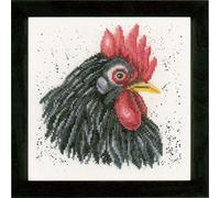 Lanarte - Kit de punto de cruz contado: pollo negro, NA, 19 x 19 cm
