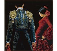 LANARTE Kits De Punto De Cruz Contado Completo Arte De Pared DIY Bailarina APASIONADA Set Manualidades Adultos Set Decoracion Salon Creativo Regalo ca. 48 x 50 cm Cross Stitch