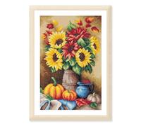 LANARTE Kits De Punto De Cruz Contado Completo Arte De Pared DIY BODEGÓN DE OTOÑO Set Manualidades Adultos Set Decoracion Salon Creativo Regalo ca. 26 x 39 cm Cross Stitch Embroidery