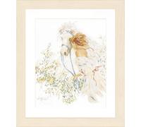 LANARTE Kits De Punto De Cruz Contado Completo Arte De Pared DIY CABALLO Y FLORES Set Manualidades Adultos Set Decoracion Salon Creativo Regalo ca. 39 x 49 cm Cross Stitch Embroidery