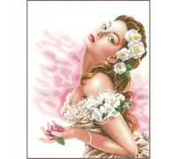 LANARTE Kits De Punto De Cruz Contado Completo Arte De Pared DIY “Damas DE Las Camelias” Set Manualidades Adultos Set Decoracion Salon Creativo Regalo ca. 37 x 48 cm Cross Stitch