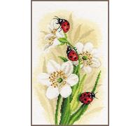 Lanarte Kits De Punto De Cruz Contado Completo Arte De Pared DIY DESFILE DE MARIQUITAS Set Manualidades Adultos Set Decoracion Salon Creativo Regalo ca. 22 x 33 cm Cross Stitch Embroidery