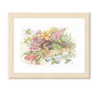 LANARTE Kits De Punto De Cruz Contado Completo Arte De Pared DIY EN EL JARDÍN Set Manualidades Adultos Set Decoracion Salon Creativo Regalo ca. 37 x 25 cm Cross Stitch Embroidery