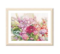 LANARTE Kits De Punto De Cruz Contado Completo Arte De Pared DIY FLORALES BRILLANTES Set Manualidades Adultos Set Decoracion Salon Creativo Regalo ca. 47 x 37 cm Cross Stitch Embroidery