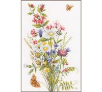 LANARTE Kits De Punto De Cruz Contado Completo Arte De Pared DIY Flores del Campo Set Manualidades Adultos Set Decoracion Salon Creativo Regalo ca. 31 x 47 cm Cross Stitch Embroidery