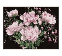 LANARTE Kits De Punto De Cruz Contado Completo Arte De Pared DIY Flores Rosas Set Manualidades Adultos Set Decoracion Salon Creativo Regalo ca. 46 x 37 cm Cross Stitch Embroidery