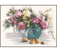 Lanarte Kits De Punto De Cruz Contado Completo Arte De Pared DIY FLORES Set Manualidades Adultos Set Decoracion Salon Creativo Regalo ca. 53 x 38 cm Cross Stitch Embroidery