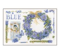 LANARTE Kits De Punto De Cruz Contado Completo Arte De Pared DIY Guirnalda DE Lavanda Set Manualidades Adultos Set Decoracion Salon Creativo Regalo ca. 50 x 35 cm Cross Stitch