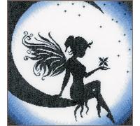 Lanarte Kits De Punto De Cruz Contado Completo Arte De Pared DIY HADA EN LA LUNA Set Manualidades Adultos Set Decoracion Salon Creativo Regalo ca. 24 x 24 cm Cross Stitch Embroidery