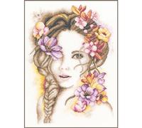 LANARTE Kits De Punto De Cruz Contado Completo Arte De Pared DIY MADAME FLOR Set Manualidades Adultos Set Decoracion Salon Creativo Regalo ca. 24 x 33 cm Cross Stitch Embroidery