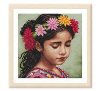 LANARTE Kits De Punto De Cruz Contado Completo Arte De Pared DIY MI DIADEMA DE DALIA Set Manualidades Adultos Set Decoracion Salon Creativo Regalo ca. 29 x 29 cm Cross Stitch Embroidery