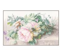 LANARTE Kits De Punto De Cruz Contado Completo Arte De Pared DIY Naturaleza Muerta con Flores Set Manualidades Adultos Set Decoracion Salon Creativo Regalo ca. 39 x 26 cm Cross Stitch
