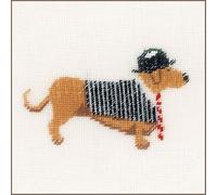 LANARTE Kits De Punto De Cruz Contado Completo Arte De Pared DIY Perro con Sombrero BOMBIN Set Manualidades Adultos Set Decoracion Salon Creativo Regalo ca. 9 x 9 cm Cross Stitch