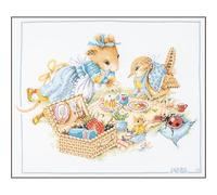 LANARTE Kits De Punto De Cruz Contado Completo Arte De Pared DIY PICNIC CON VERA Set Manualidades Adultos Set Decoracion Salon Creativo Regalo ca. 49 x 39 cm Cross Stitch Embroidery