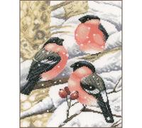 LANARTE Kits De Punto De Cruz Contado Completo Arte De Pared DIY PINZONES BAJO LA Nieve Set Manualidades Adultos Set Decoracion Salon Creativo Regalo ca. 21 x 27 cm Cross Stitch