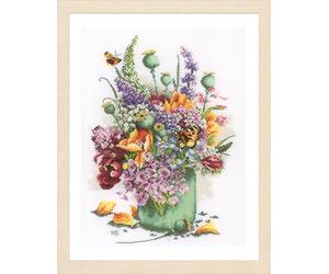 LANARTE Kits De Punto De Cruz Contado Completo Arte De Pared DIY PODER FLORAL Set Manualidades Adultos Set Decoracion Salon Creativo Regalo ca. 28 x 40 cm Cross Stitch Embroidery
