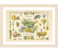 LANARTE Kits De Punto De Cruz Contado Completo Arte De Pared DIY Primavera EN EL JARDÍN Manualidades Adultos Set Decoracion Salon Creativo Regalo ca. 69 x 49 cm Cross Stitch Juego, Cotton, Multicolor