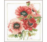 LANARTE Kits De Punto De Cruz Contado Completo Arte De Pared DIY Ramo DE ANÉMONAS Set Manualidades Adultos Set Decoracion Salon Creativo Regalo ca. 25 x 25 cm Cross Stitch Embroidery