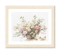 LANARTE Kits De Punto De Cruz Contado Completo Arte De Pared DIY Ramo DE Rosas Set Manualidades Adultos Set Decoracion Salon Creativo Regalo ca. 49 x 39 cm Cross Stitch Embroidery