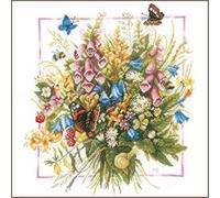 LANARTE Kits De Punto De Cruz Contado Completo Arte De Pared DIY Ramo DE Verano Set Manualidades Adultos Set Decoracion Salon Creativo Regalo ca. 36 x 38 cm Cross Stitch Embroidery