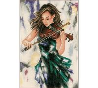 LANARTE Kits De Punto De Cruz Contado Completo Arte De Pared DIY RELÁJÁNDOSE CON MÚSICA Set Manualidades Adultos Set Decoracion Salon Creativo Regalo ca. 26 x 35 cm Cross Stitch Embroidery