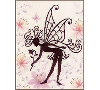 LANARTE Kits De Punto De Cruz Contado Completo Arte De Pared DIY SILUETA DE HADA FLOR Set Manualidades Adultos Set Decoracion Salon Creativo Regalo ca. 23 x 29 cm Cross Stitch Embroidery