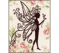 LANARTE Kits De Punto De Cruz Contado Completo Arte De Pared DIY SILUETA DE HADA FLOR Set Manualidades Adultos Set Decoracion Salon Creativo Regalo ca. 23 x 29 cm Cross Stitch Embroidery