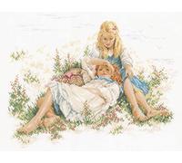 LANARTE Kits De Punto De Cruz Contado Completo Arte De Pared DIY SOÑANDO EN LA HIERBA Set Manualidades Adultos Set Decoracion Salon Creativo Regalo ca. 47 x 35 cm Cross Stitch Embroidery