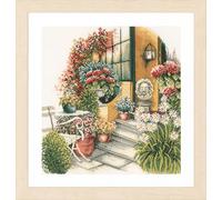 LANARTE Kits De Punto De Cruz Contado Completo Arte De Pared DIY TERRAZA EN FLOR DE OTOÑO Set Manualidades Adultos Set Decoracion Salon Creativo Regalo ca. 40 x 40 cm Cross Stitch