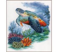 LANARTE Kits De Punto De Cruz Contado Completo Arte De Pared DIY TESOROS BAJO EL AGUA Set Manualidades Adultos Set Decoracion Salon Creativo Regalo ca. 33 x 40 cm Cross Stitch Embroidery