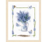LANARTE Kits De Punto De Cruz Contado Completo Arte De Pared DIY UVAS AZULES Set Manualidades Adultos Set Decoracion Salon Creativo Regalo ca. 27 x 37 cm Cross Stitch Embroidery