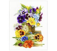 Lanarte Pot of Pansies Aida Cruz Stich Set
