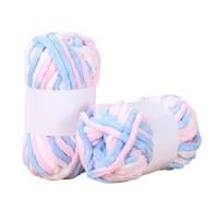 Lanas para Crochet 50 g/ovillo Hilo de lana gruesa tipo chenilla con rayas hielo colores, grueso, for tejer a mano, resistente a la formación bolitas, ideal for bufandas, mantas y ganchillo(Color 4)