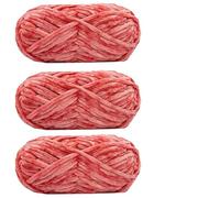 lanas para tejer 3 madejas de 100 g hilo terciopelo supersuave, grueso, chenilla for mantas, ideal for tejer a dos agujas y a ganchillo(Color30)